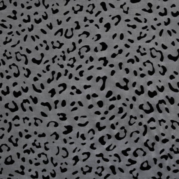 Tüll Napoli Schwarz mit Leoprint in Flockoptik